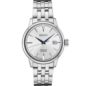 seiko srpb77 watch for men - presage collection - stainless steel case and bracelet, white dial