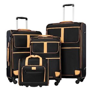 coolife luggage 4 piece set suitcase expandable tsa lock spinner softshell