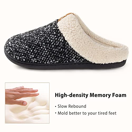 ULTRAIDEAS Women's Indoor Bedroom Slipper with Memory Foam, Gift for Women, Wool-Like House Shoe with Anti-Skid Rubber Sole for Ladies (7-8, Sleet)