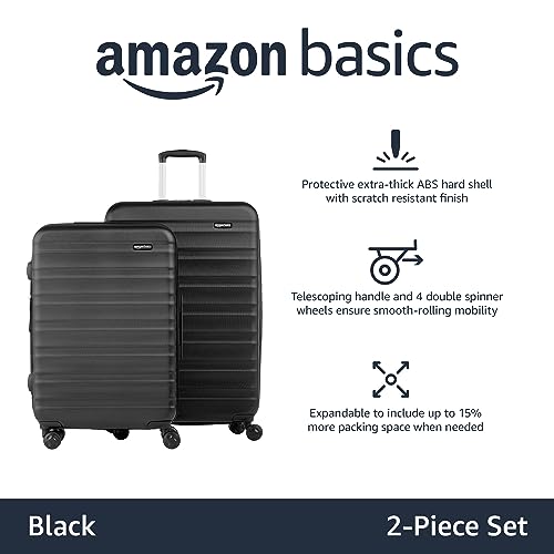 Amazon Basics 2-Piece Set Hardside Spinner, Black