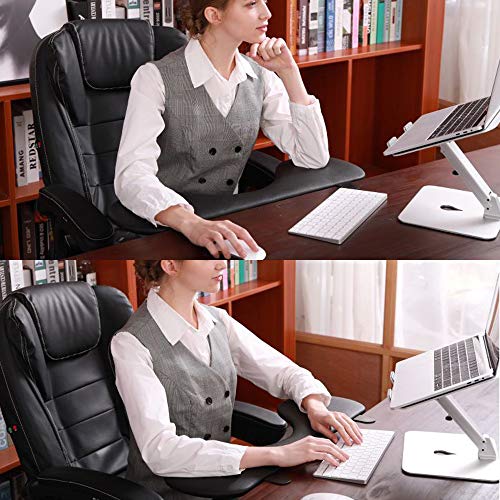 FUZADEL Ergonomic Clamp On Keyboard Tray Desk Extender Foldable Elbow Rest Pad for Desk Keyboard Extender Desk Armrest Mount Under Desktop Height Adjustment (Large)