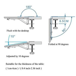 FUZADEL Ergonomic Clamp On Keyboard Tray Desk Extender Foldable Elbow Rest Pad for Desk Keyboard Extender Desk Armrest Mount Under Desktop Height Adjustment (Large)