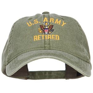 e4hats.com us army retired military embroidered washed cap - olive osfm