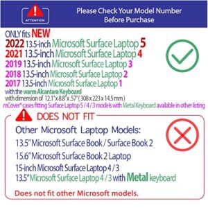 mCover Hard Case Only Compatible for 13.5" Microsoft Surface Laptop (5/4 / 3/2 / 1) with Alcantara Keyboard - Clear