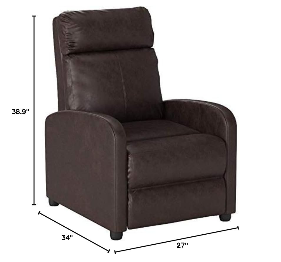 FDW Recliner Chair Single Reclining Sofa Leather Chair Home Theater Seating Living Room Lounge Chaise with Padded Seat Backrest (Brown)