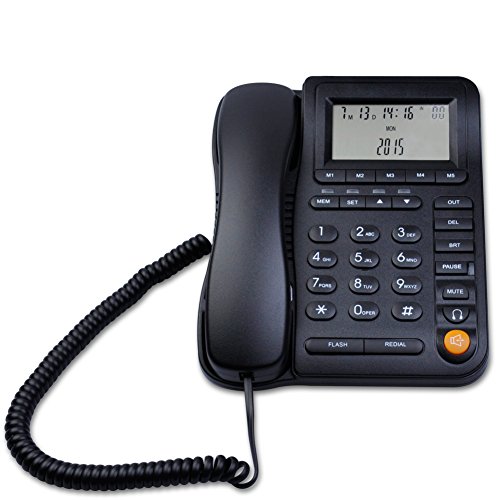 KerLiTar LK-P017 Home Office Corded Phone with Caller ID, Call Center Phone with Speakerphone Business Telephone with Headset Jack House Phone Landline Desktop Telephone