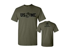 lucky ride marine corps bull dog front & back usmc mens military t-shirt,military green,2xl