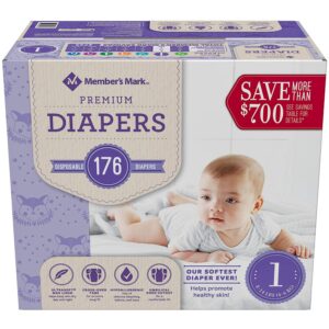 member's mark premium baby diapers, size 1 (8-14 pounds), 176 count
