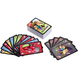 UNO Minecraft Card Game Videogame-Themed Collectors Deck 112 Cards With Character Images, Gift For Fans Ages 7 Years Old & Up