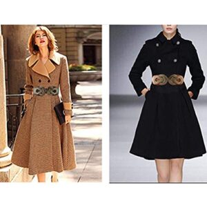 VOCHIC 2pcs Vintage Basic Stretchy Elastic Wide Waist Belt for Womens Dress Metal Interlock Buckle