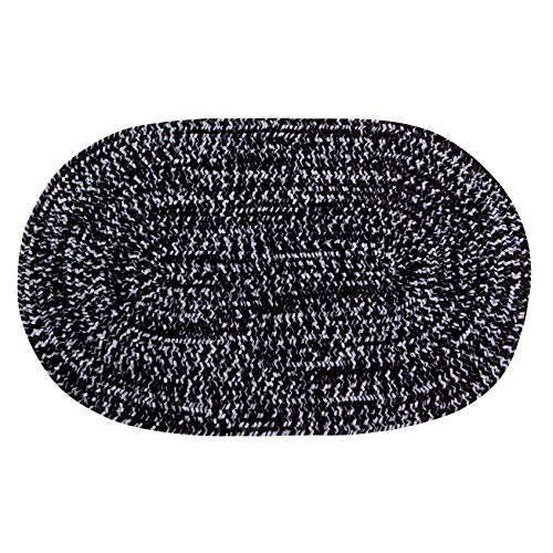 Better Trends Chenille Tweed Braid Collection is Durable and Stain Resistant Reversible Indoor Area Utility Rug 100% Polyester in Vibrant Colors, 22" x 40" Oval, Black & Gray