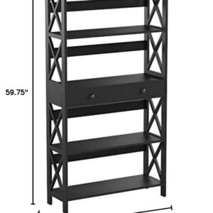 Convenience Concepts Oxford 5 Tier Bookcase with Drawer, Black