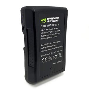 wasabi power v mount/v lock battery (95wh, 14.4v, 6600mah) rechargeable li-ion battery for broadcast video camcorder, compatible with sony hdcam, xdcam, digital cinema cameras and other camcorders
