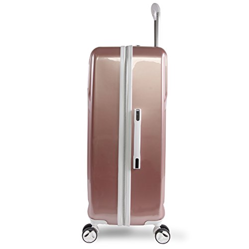 BEBE Women's Luggage Stella 29" Hardside Check in Spinner, Telescoping Handles, Rose Gold, One Size