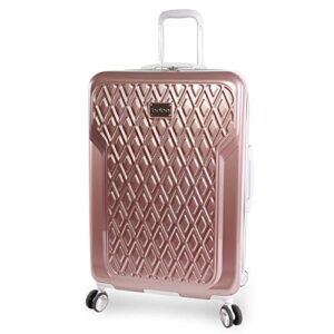 BEBE Women's Luggage Stella 29" Hardside Check in Spinner, Telescoping Handles, Rose Gold, One Size