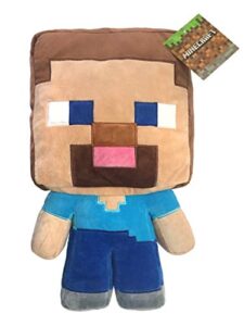 jay franco mojang minecraft steve plush pillow buddy - super soft polyester microfiber, 16 inch (official product)