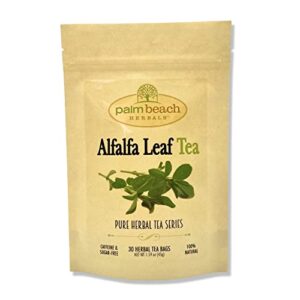 alfalfa leaf tea - pure herbal tea series by palm beach herbals (30 tea bags) 100% natural