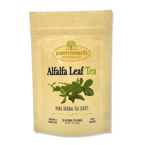 Alfalfa Leaf Tea - Pure Herbal Tea Series by Palm Beach Herbals (30 Tea Bags) 100% Natural