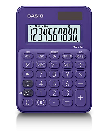 Casio MW-C8C-PL-N Colorful Calculator, 10 Digits, Mini Just Type, Purple