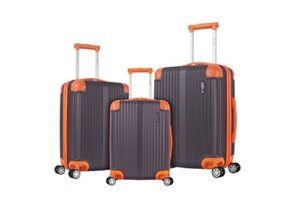 rockland berlin hardside expandable spinner wheel luggage set, charcoal, 3-piece (20/24/28)
