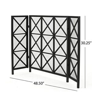 Christopher Knight Home Margaret 3 Panelled Iron Fireplace Screen, Black