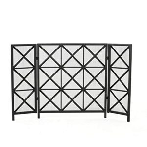 christopher knight home margaret 3 panelled iron fireplace screen, black