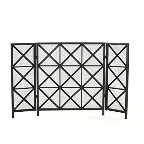 Christopher Knight Home Margaret 3 Panelled Iron Fireplace Screen, Black