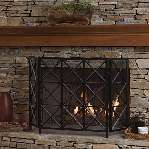 Christopher Knight Home Margaret 3 Panelled Iron Fireplace Screen, Black