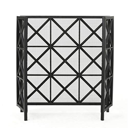Christopher Knight Home Margaret 3 Panelled Iron Fireplace Screen, Black