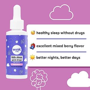 Wink Well Kids Liquid Melatonin Drops, Natural Baby Melatonin Sleep Drops for Infants with 1mg Per Serving of Liquid Melatonin for Kids (1 Pack)