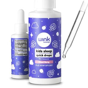 Wink Well Kids Liquid Melatonin Drops, Natural Baby Melatonin Sleep Drops for Infants with 1mg Per Serving of Liquid Melatonin for Kids (1 Pack)