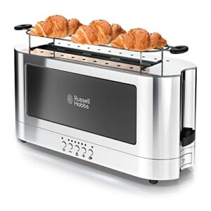 Russell Hobbs 2-Slice Glass Accent Long Toaster, Black & Stainless Steel, TRL9300BKR