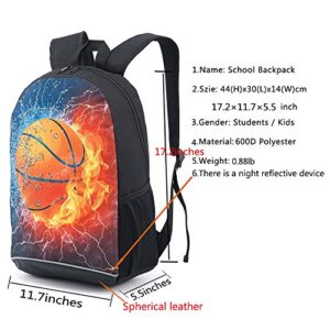 CAIWEI 17 Inch American Football Backpack School Bag (Burning basketball)