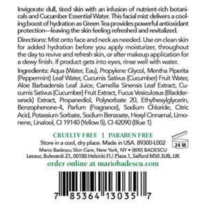 Mario Badescu Facial Spray Aloe, Rose Water and Cucumber - Green Tea Duo for Face, Neck or Hair, Cooling and Hydrating Face Mist for All Skin Types, Dewy Finish, 4 Fl Oz (Pack of 2)