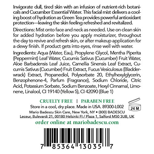 Mario Badescu Facial Spray Aloe, Rose Water and Cucumber - Green Tea Duo for Face, Neck or Hair, Cooling and Hydrating Face Mist for All Skin Types, Dewy Finish, 4 Fl Oz (Pack of 2)