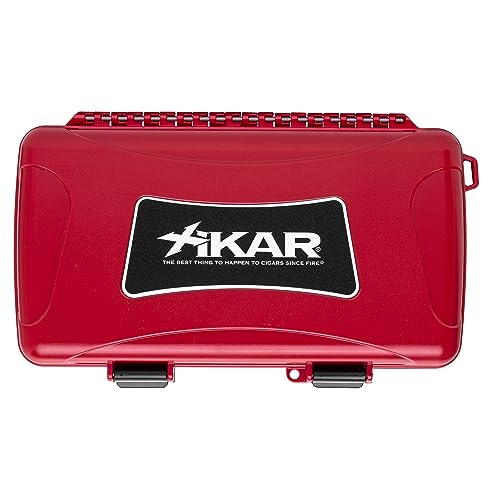 Xikar 10 Cigar Travel Humidor Case, Rugged, Airtight, Watertight, Stainless Steel Hinges, Red