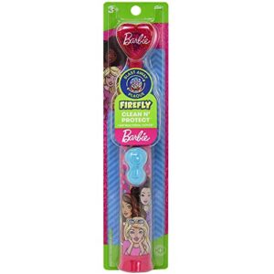firefly power protect battery toothbrush with character cap - barbie (assorted - colors may vary)