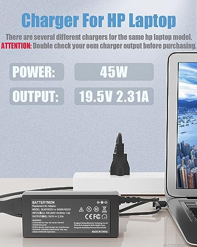 45W 19.5V 2.31A Laptop Power Adapter Charger for HP 741727-001 721092-001 719309-001 HSTNN-DA40 ADP-45WD B, Compatible with Pavilion TouchSmart 11 13 15 Series Notebook