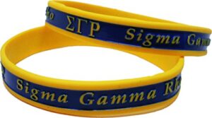cultural exchange sigma gamma rho 2-tone color silicone bracelet [pack of 2 - gold/blue - 8"]