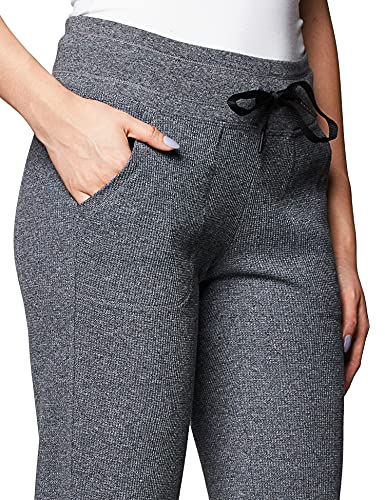 Calvin Klein Women's Premium Performance Thermal Wide Leg Pant, Black Heather, Medium