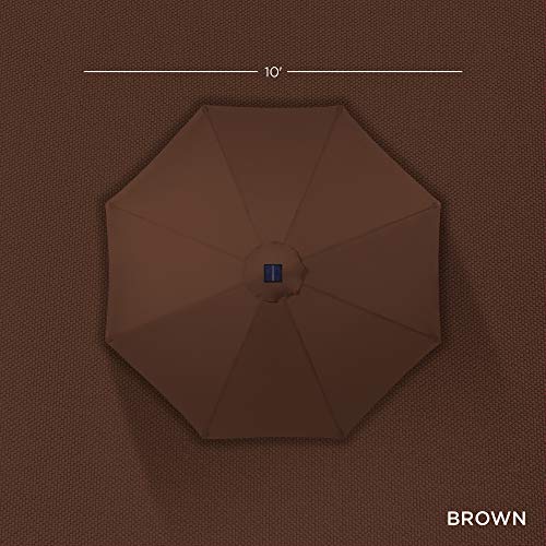 Best Choice Products 10ft Solar Powered Aluminum Polyester LED Lighted Patio Umbrella w/Tilt Adjustment and UV-Resistant Fabric - Brown