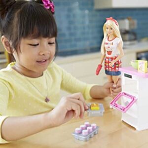 Barbie Bakery Chef Doll & Playset, Toy Oven with 'Timer' Sound, Rising Desserts, Color-Change & Cooking Accessories