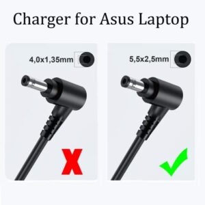 65W Laptop Charger for ASUS Q551L U56E X550C X551M R554L Q500A X555L PA-1650-78 K53E F555L U47A K55A S400C S500C Q301L A55A D550M U46E ADP-45BW B ADP-65DW B Adapter Power Supply Cord 5.5 * 2.5mm