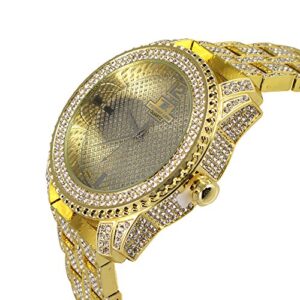 techno king men's fashion soul of stone series golden world watch (1078gm gold)