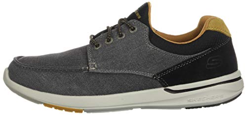 Skechers Men's Relaxed Fit-Elent-Mosen Boat Shoe, Black, 9.5 M US