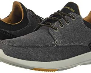 Skechers Men's Relaxed Fit-Elent-Mosen Boat Shoe, Black, 9.5 M US