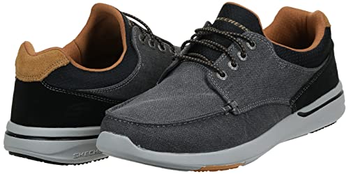 Skechers Men's Relaxed Fit-Elent-Mosen Boat Shoe, Black, 9.5 M US