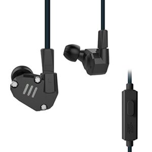 quad driver headphones,erjigo kz zs6 high fidelity extra bass earbuds without microphone,with detachable cable (with mic, black)