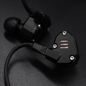 Quad Driver Headphones,ERJIGO KZ ZS6 High Fidelity Extra Bass Earbuds Without Microphone,with Detachable Cable (with Mic, Black)