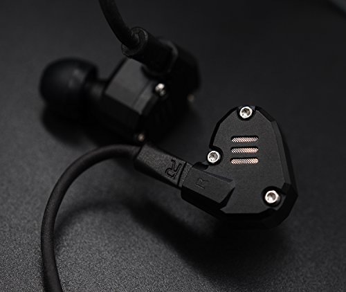 Quad Driver Headphones,ERJIGO KZ ZS6 High Fidelity Extra Bass Earbuds Without Microphone,with Detachable Cable (with Mic, Black)